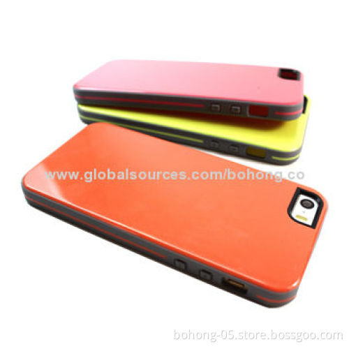 TPU Cases for iPhone 5S, High-transparent PC Back, Camera Slot with Black Circle